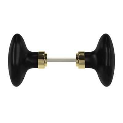 Bouton de porte double ovale GoodHome noir l.42 x H. 65mm