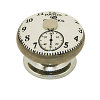 Bouton horloge porcelaine métal blanc Ø38mm