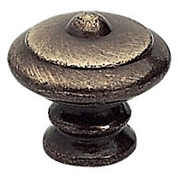 Bouton meuble rustique métal chromé vieilli Ø30mm