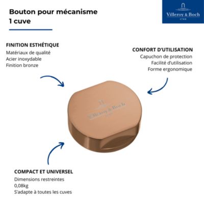 Bouton pour mécanisme 1 cuve, VILLEROY & BOCH en acier inoxydable finition bronze