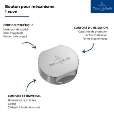 Bouton pour vidage évier 1 cuve VILLEROY & BOCH finition inox brossé