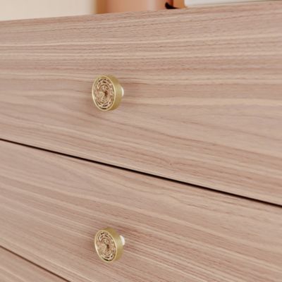 Boutons de meuble rond plat en rotin et laiton Ø.4 cm GoodHome Fiberi