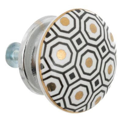 Boutons de meuble x2 Arianna en céramique & métal D4cm blanc - Atmosphera