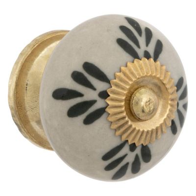 Boutons de meuble x2 Dayana en céramique & laiton D3,8cm blanc - Atmosphera