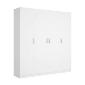 Bove Armoire, Cintre pour chambre à coucher, Armoire avec 4 portes battantes, 200x52h215 cm, Blanc