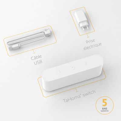 Box domotique TaHoma® switch - Somfy - Centralise et pilote les équipements connectés - Contrôle à distance - Compatible IO, RTS & Zigbee