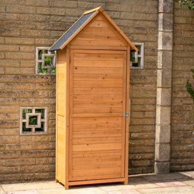 BPS Armoire Outils Bois Deluxe - 4 Étagères Amovibles - Toit Asphalte - Rangement Extérieur Vertical - 178 x 82 x 45 cm