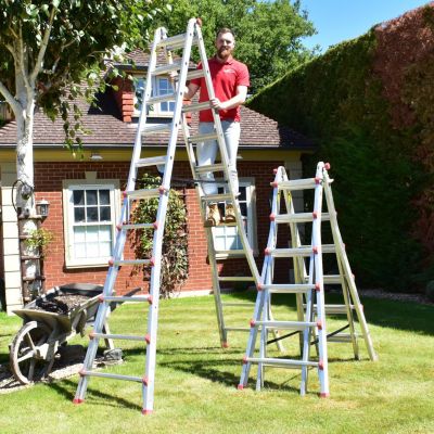 BPS Échelles télescopiques multifonctions Échelle en aluminium Escabeau 150 kg Load Certifiée EN131 6.40 m