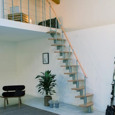 BPS Grand Escalier Modulaire Gain de Place Hêtre Résistant 275 kg Load Hauteur Sol-Étage 2220-2760 mm