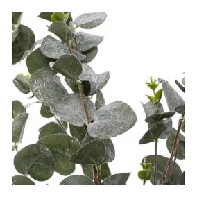 Branche artificielle déco eucalyptus vert floqué neige 98cm