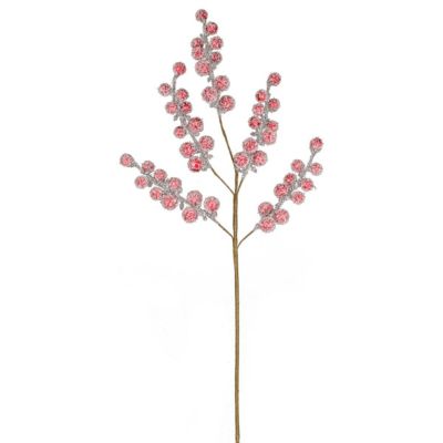 Branche boules givrées rouge - feeric lights & christmas
