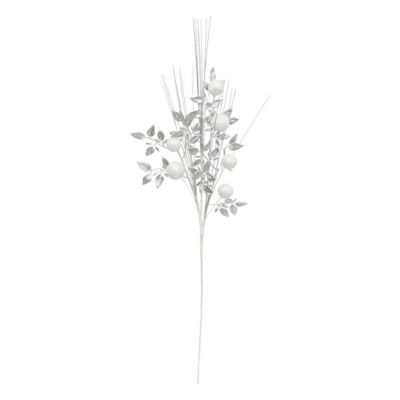 Branche feuilles boules argentées 75cm - Atmosphera
