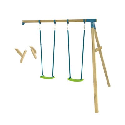 Bras de portique balançoire double avec sièges SKYWOOD en bois  marron