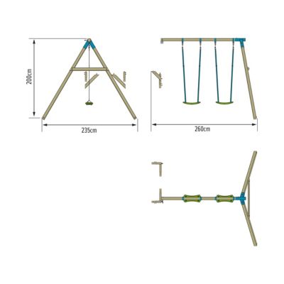 Bras de portique balançoire double avec sièges SKYWOOD en bois  marron