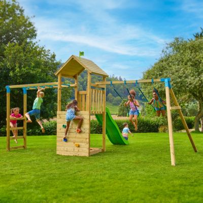 Bras de portique balançoire double avec sièges SKYWOOD en bois  marron