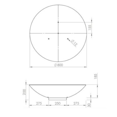 Brasero extérieur 80 cm - Acier Corten - Chauffage Exterieur - Feu de Bois - Effet Rouille - H : 21.5 cm - Resistant au gel