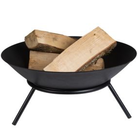 Brasero Exterieur avec 3 pieds 26 x 56 cm + support - Rond-  Noir Jardin Terasse - à Bois