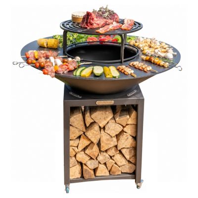 Brasero Haut Acier Avec Grille Amovible Barbecue/plancha diam  100 Cm