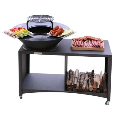Brasero îlot Acier Grille Amovible Barbecue/plancha diam  75 Cm