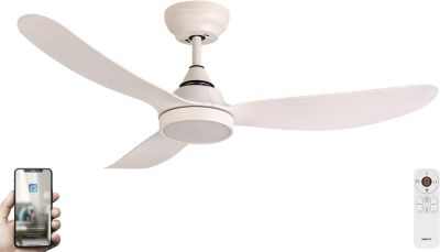 Brasseur d air Blanc 107cm avec Moteur DC 21W + Lumière LED 20W 3 Couleurs + Télécommande + Wifi