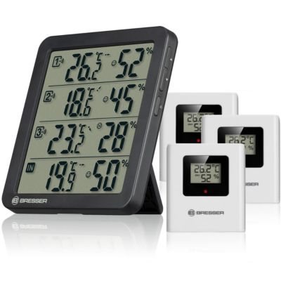 Bresser Quadro NV Thermomètre Hygromètre pour l'intérieur/l'extérieur 3x