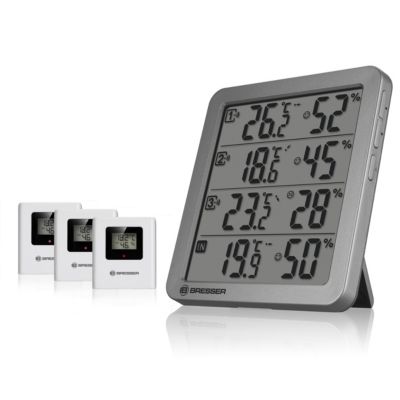 Bresser Quadro NV Thermomètre Hygromètre pour l'intérieur/l'extérieur 3x