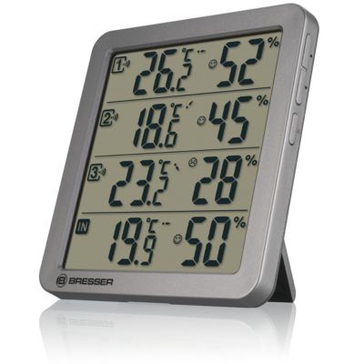 Bresser Quadro NV Thermomètre Hygromètre pour l'intérieur/l'extérieur 3x