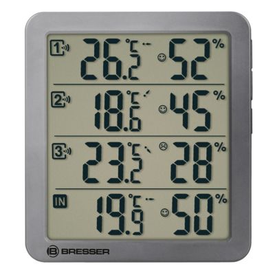 Bresser Quadro NV Thermomètre Hygromètre pour l'intérieur/l'extérieur 3x