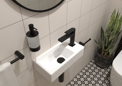 Brevis Lave-mains suspendu avec trou pour robinetterie à droite, 40,5x20,5x10,5cm (SATBRE4020SR)