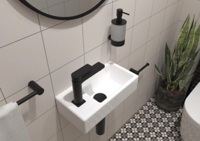 Brevis Lave-mains suspendu avec trou pour robinetterie à gauche, 40,5x20,5x10,5cm (SATBRE4020SL)