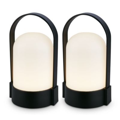 Briloner ASA Lot de 2 lampe lanterne portable sans fil LED dimmable tactile 9x8x15,5 cm blanc chaud IP44 noir intérieur extérieur