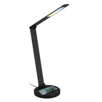 Briloner Cuma LED Lampe de bureau, Chargeur inductif, Variable, tactile, fonction mémoire, noir, D.18 x 44 cm
