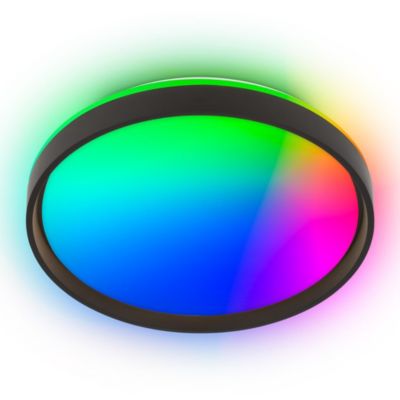 Briloner JUS Plafonnier LED Télécommande Variable changement de couleur dynamique RGB IC noir-blanc D.48 x  8 cm