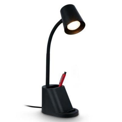 Briloner Pahu Lampe de bureau, portecrayons, interrupteur à fil, orientable,noir, 21 x 10 x 35,5 cm