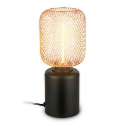 Briloner RIST Lampe de table, fil de fer tressé, interrupteur à câble, douille E27, or rose, D.10 x 25 cm