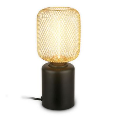 Briloner RIST Lampe de table, grillage métallique, interrupteur à câble, douille E27, couleur or, D. 10 x 25 cm