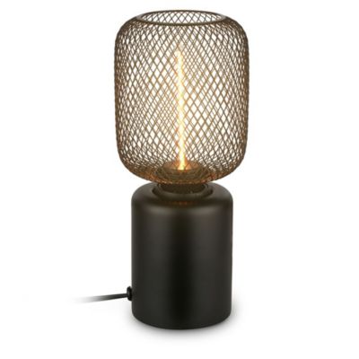 Briloner RIST Lampe de table, maille métallique, interrupteur à câble, douille E27, noir, D.10 x 25 cm