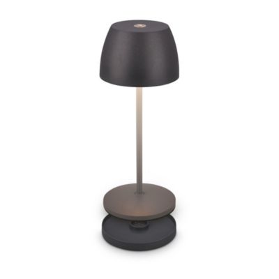 Briloner Serina Mini lampe de table LED sans fil IP44, variateur, tactile, anthracite, D.8 x 20,5 cm