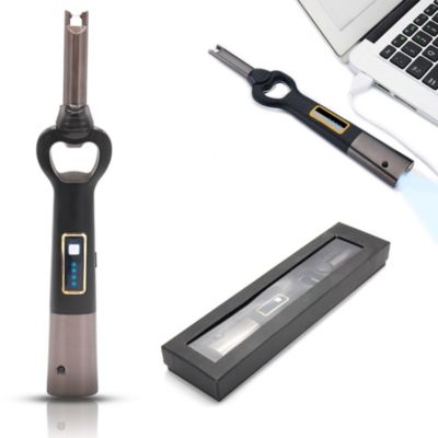 Briquet électrique rechargeable 3 en 1 USB LED décapsuleur indicateur batterie