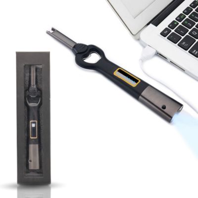 Briquet électrique rechargeable 3 en 1 USB LED décapsuleur indicateur batterie