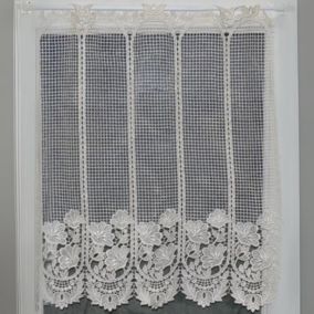 Brise bise en macramé fleuri (0.3x0.45 m - Blanc)