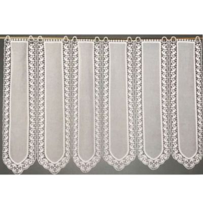 Brise bise en étamine fantaisie macramé (120x60 cm - Blanc)