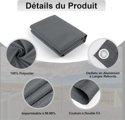 Brise Vue Balcon 90x300cm Anthracite Imperméable avec Serre Cables