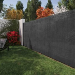 Brise-vue gris anthracite occultation 100% - 1,80m x 10m  Oviala