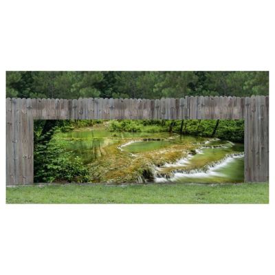 Brise vue imprimé BEAUME LES MESSIEURS, H.1.5 x L.5 m, 100% occultant, Made in France par Scenolia + kit de fixation offert