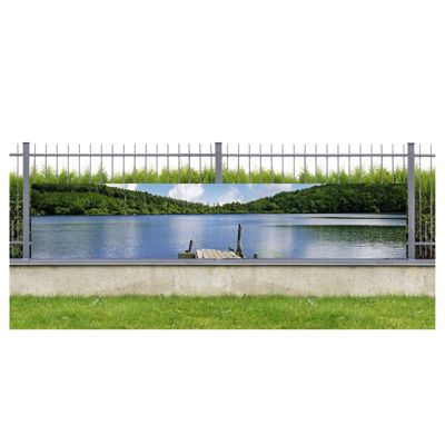 Brise vue imprimé PONTON PRIVÉ, H.1 x L.5 m, 100% occultant, Made in France par Scenolia + kit de fixation offert