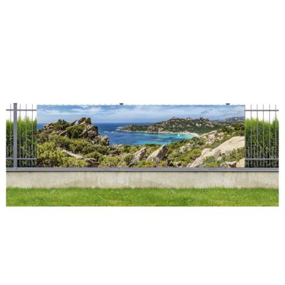 Brise vue imprimé ROCCAPINA, H.1.5 x L.5 m, 100% occultant, Made in France par Scenolia + kit de fixation offert