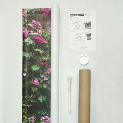 Brise vue imprimé zen BAMBOO, H.1 x L.5 m, 100% occultant, Made in France par Scenolia + kit de fixation offert