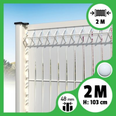 Brise-vue Lattes aluminium N55 - Blanc - 103 cm, 2 mètres