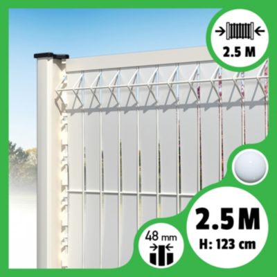 Brise-vue Lattes aluminium N55 - Blanc - 123 cm, 2,50 mètres